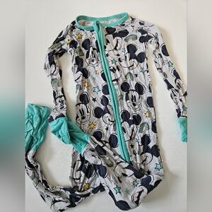 Little Sleepies Mickey Mouse Pajamas - Teal and Gray